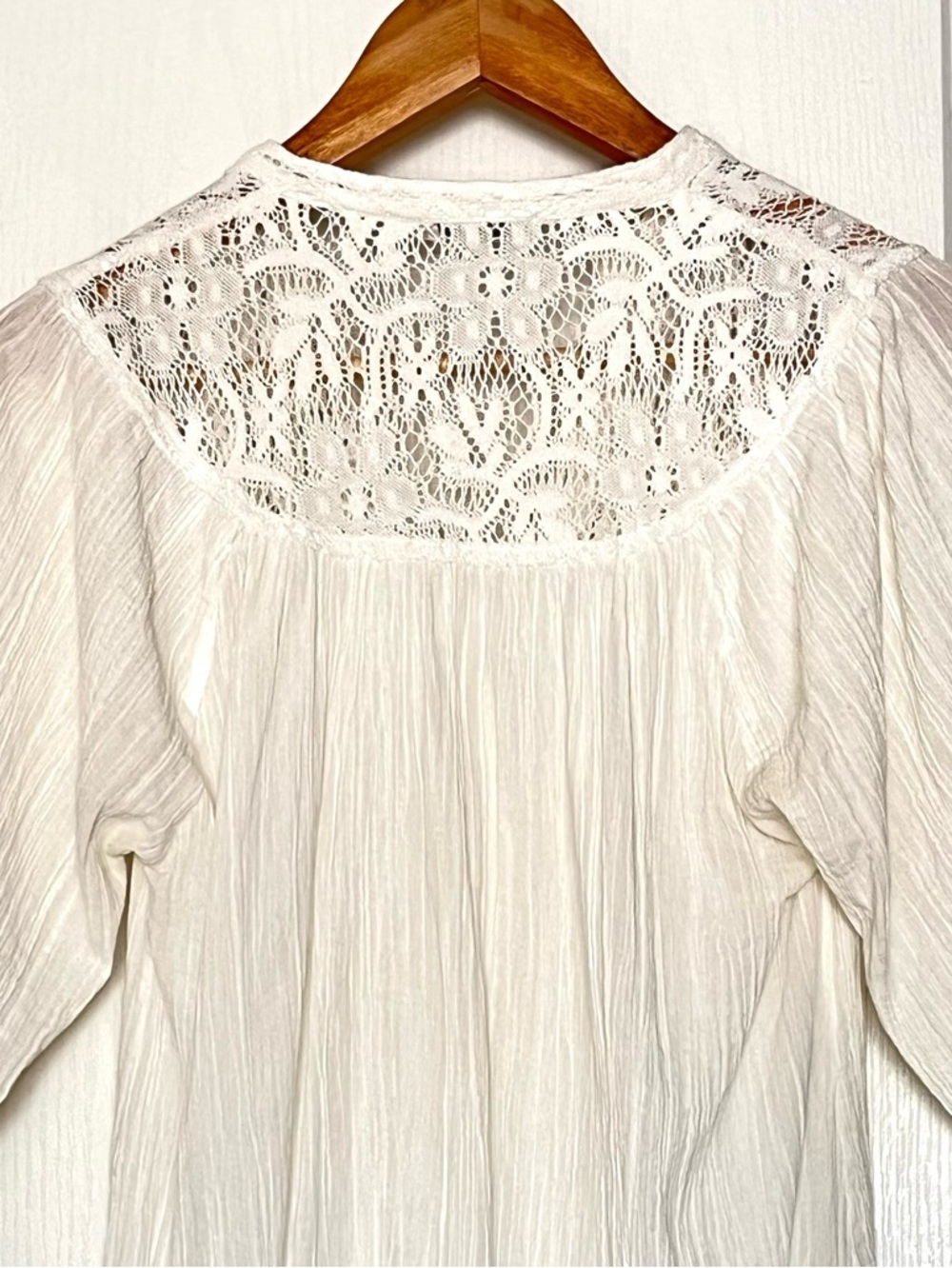 Ricki’s White Lace Boho Blouse Peasant Gauze Top Size 0 Cottagecore Romantic - Picture 8 of 16